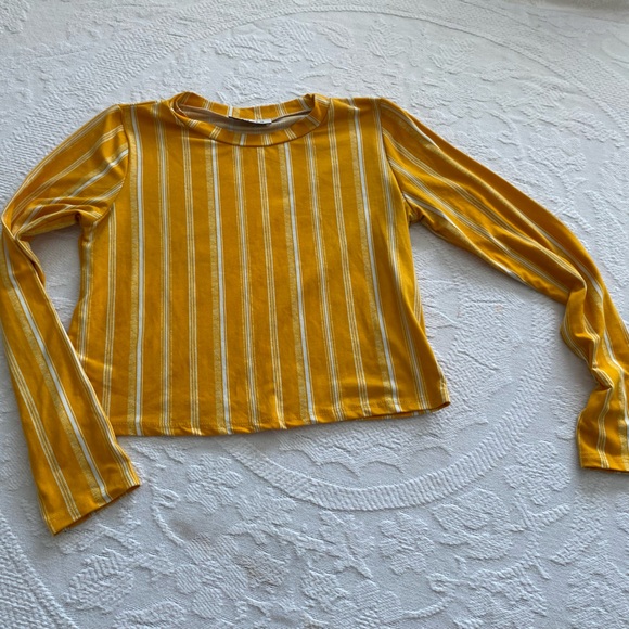 Adara Mustard Yellow Stripe Crop Top - Picture 5 of 6